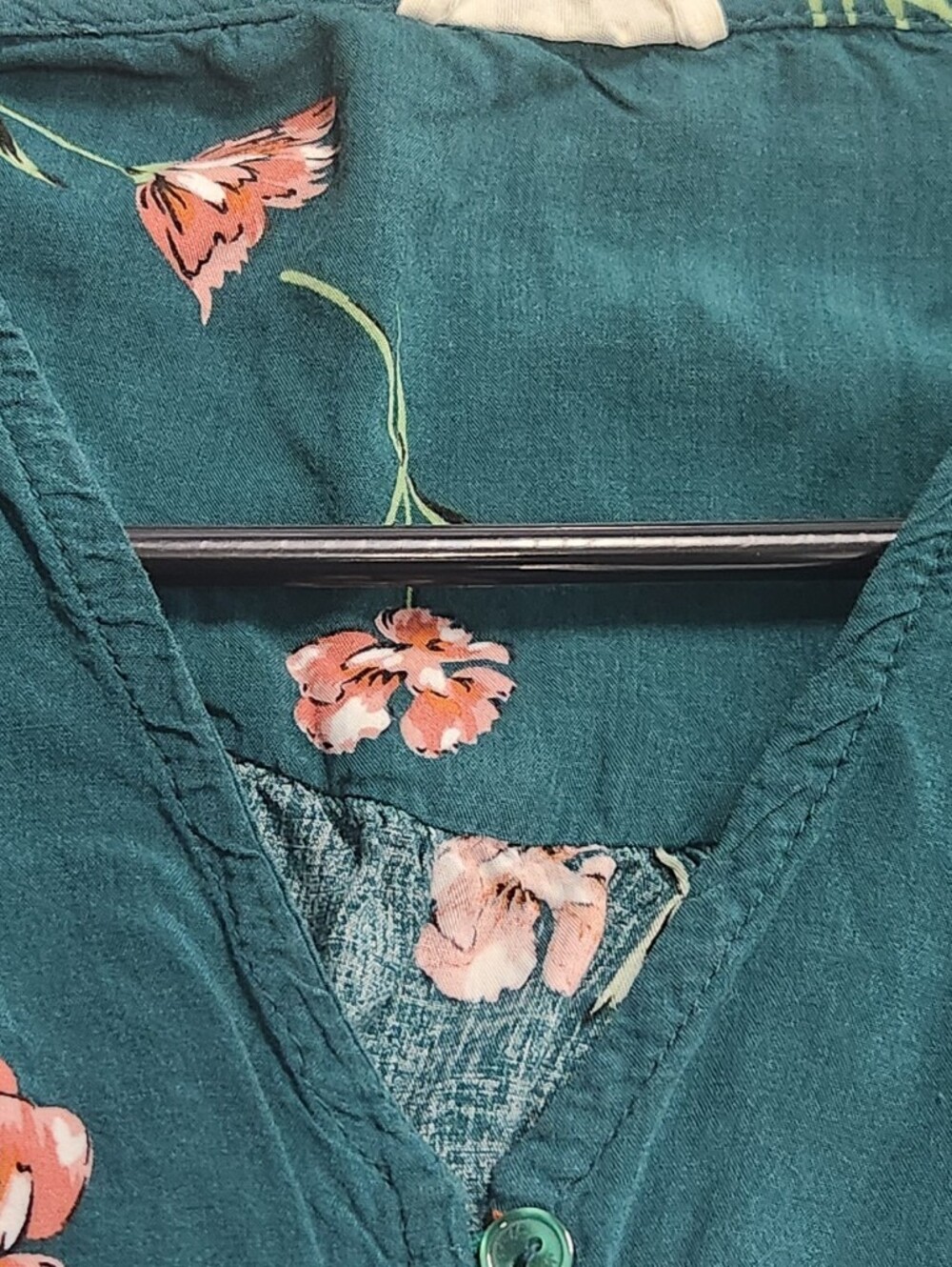 Jaase Teal Floral Boho Maxi Dress Smocked Waist High Low Hem Small - Picture 5 of 16